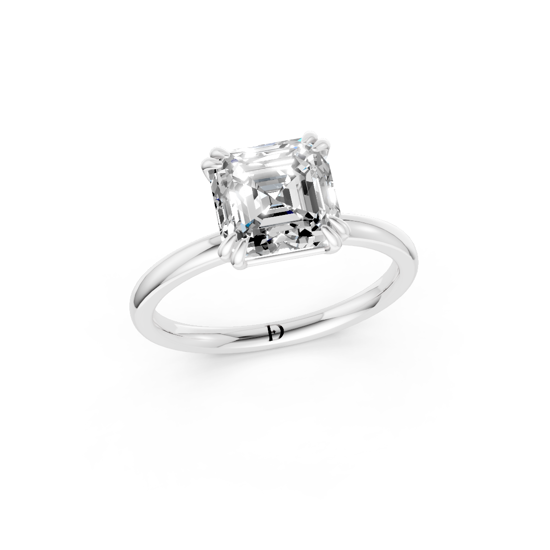 Double Prong Asscher Solitaire Ring