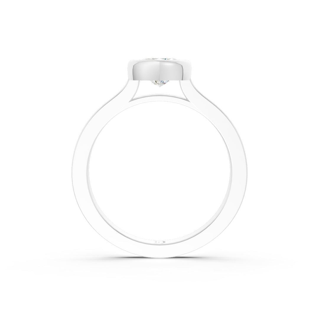 Marquise Cut Bezel Solitaire Lab Diamond Wedding Ring