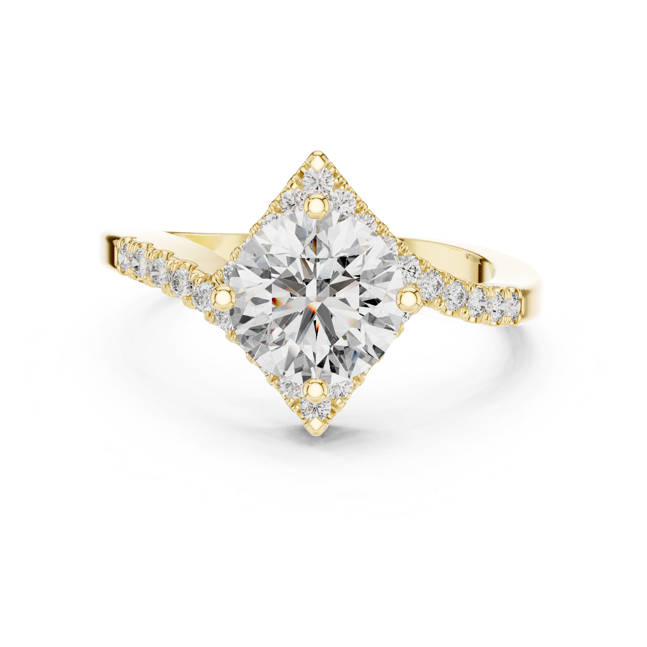 Round Diamond Bypass Shank Wedding Ring