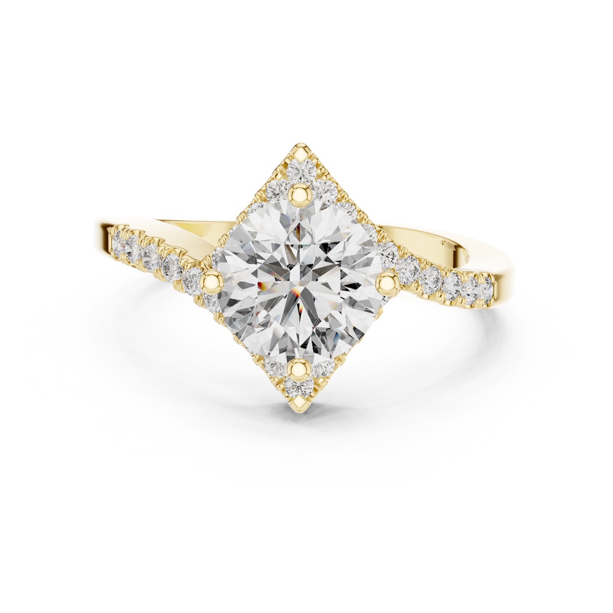 Round Diamond Bypass Shank Wedding Ring
