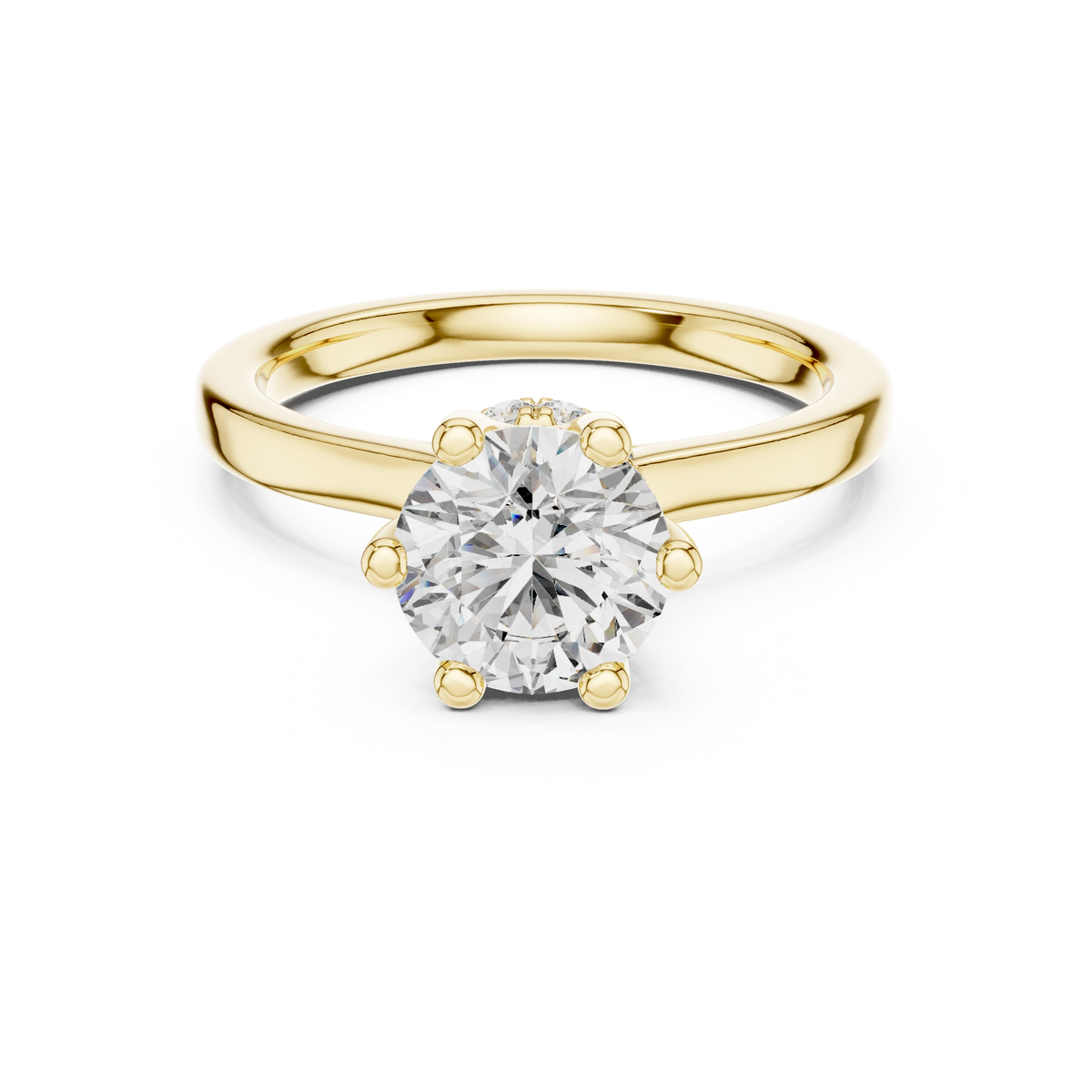 Six Prong Round Hidden Halo Lab Grown Diamond ring
