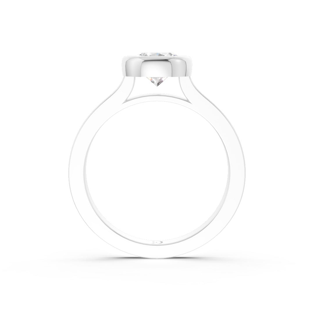 Oval Cut Bezel Solitaire Lab Diamond Wedding Ring