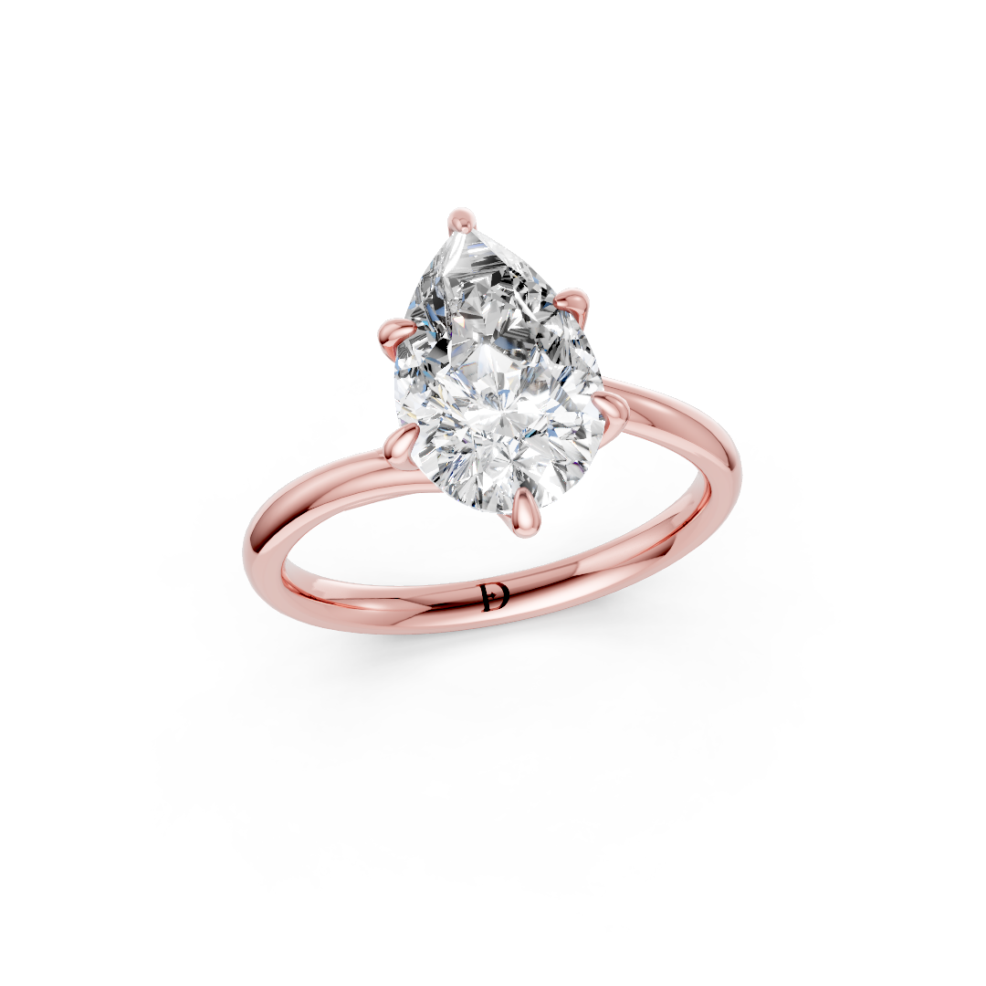 Pear Diamond Bypass Shank Solitaire Ring