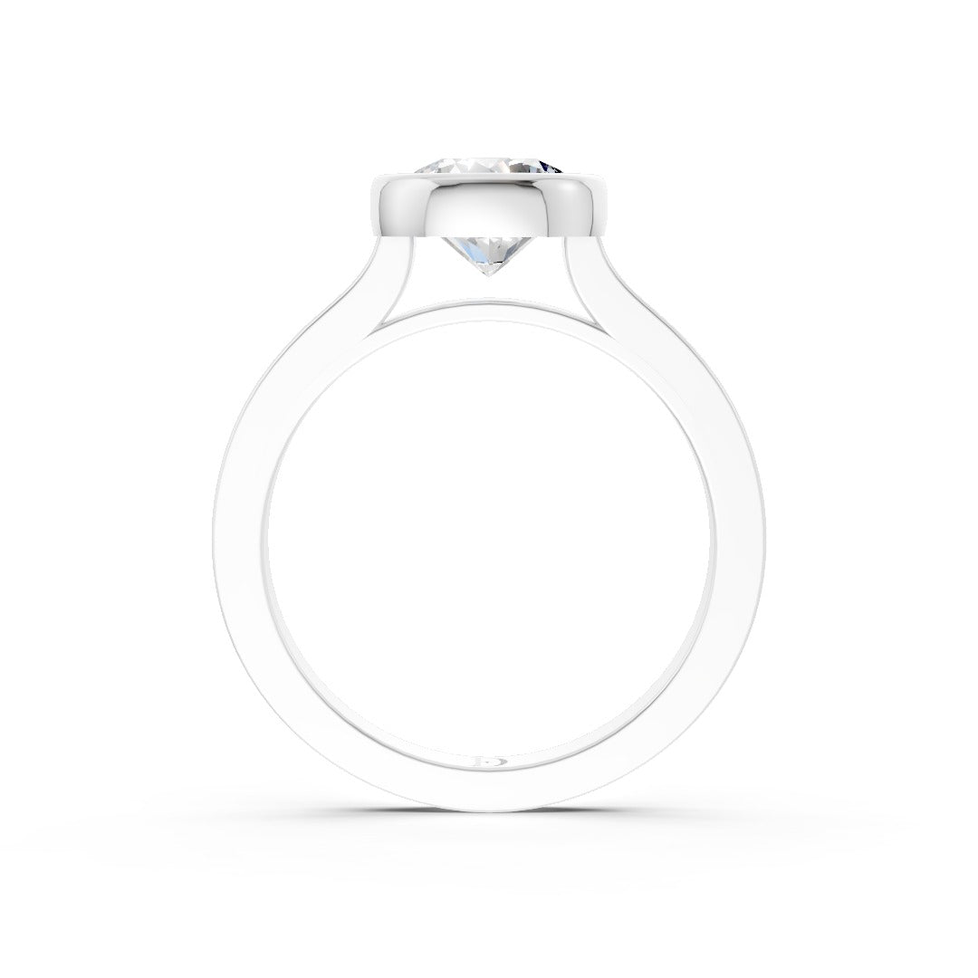 Round Cut Bezel Solitaire Lab Diamond Wedding Ring