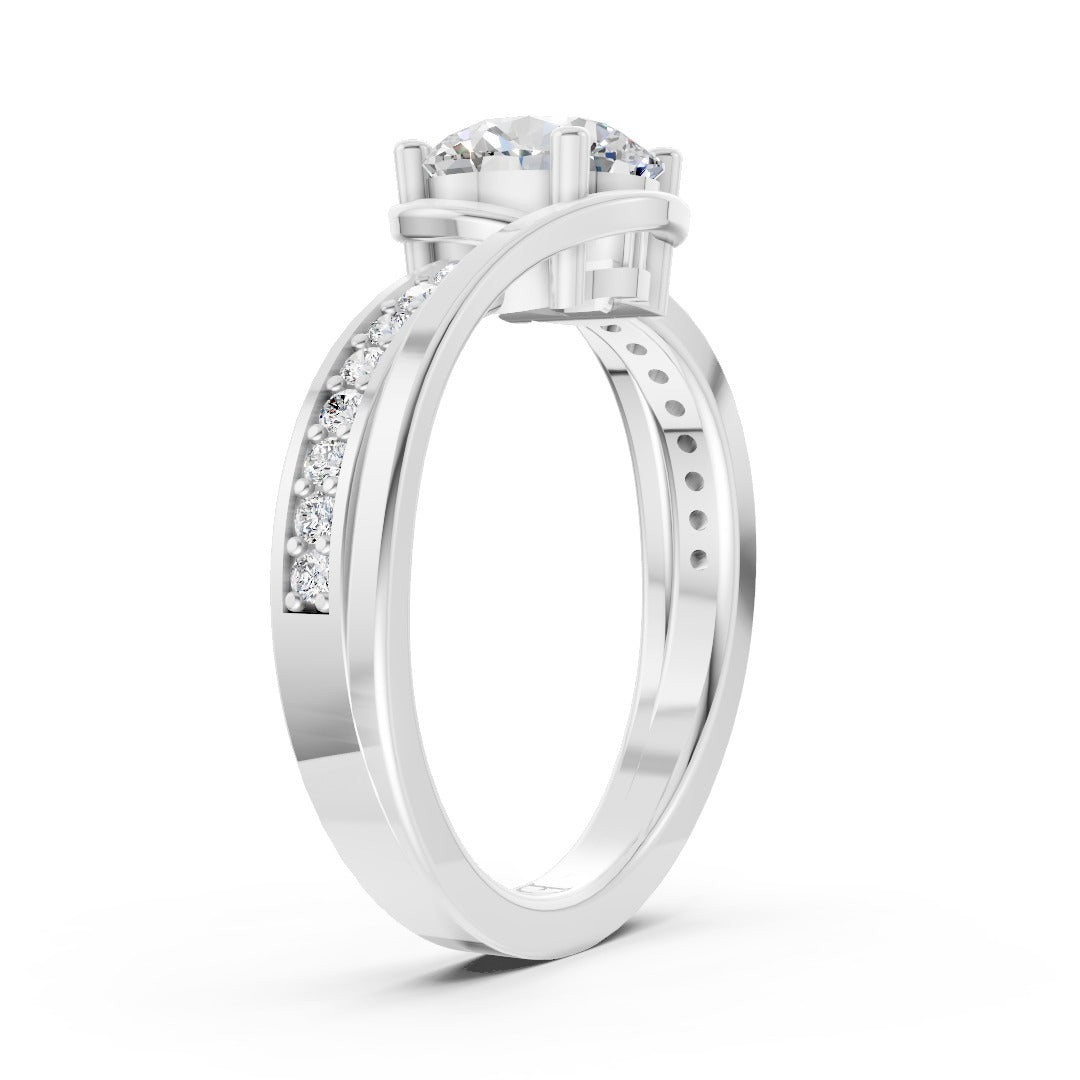 Round Accented Bypass Lab Diamond Engagement Ring