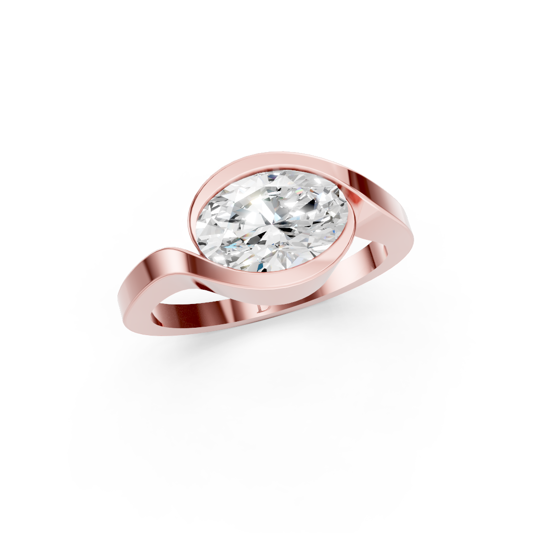 Oval Cut Diamond Bypass Bezel Engagement Ring
