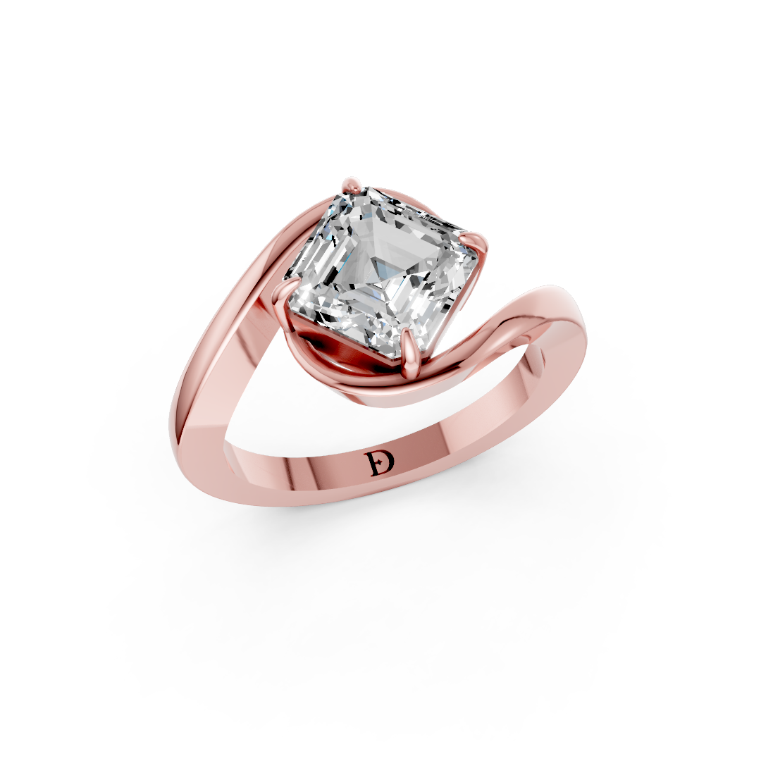 Asscher Diamond Bypass Shank Ring