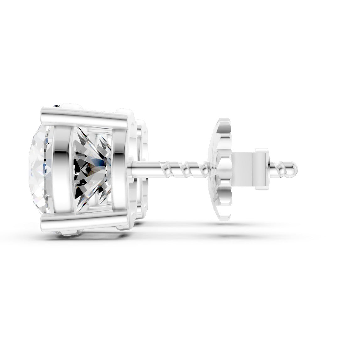 TCW 1.00 Round Cut Diamond Stud Earring In Silver