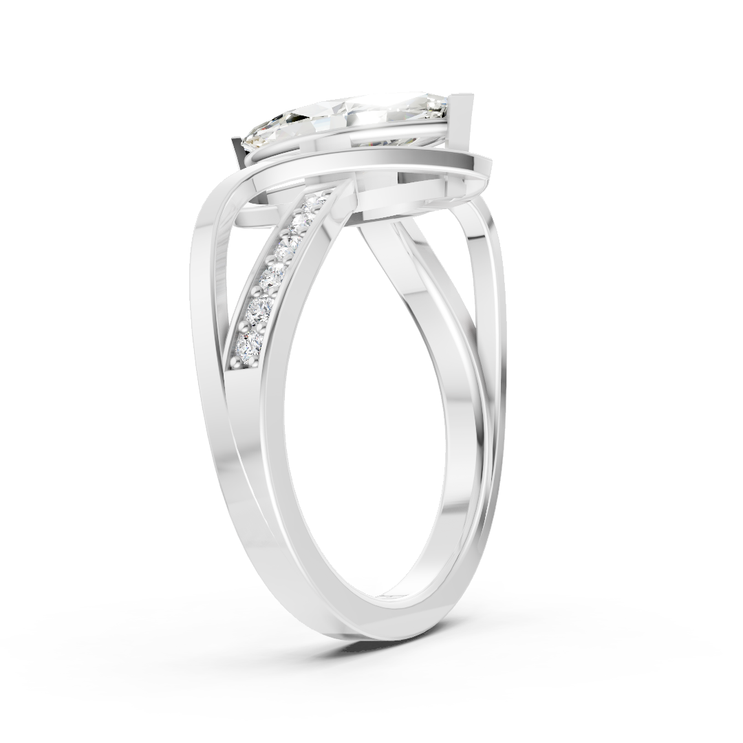Marquise Cut Diamond Bypass With Ribbon Wrap Set Ring
