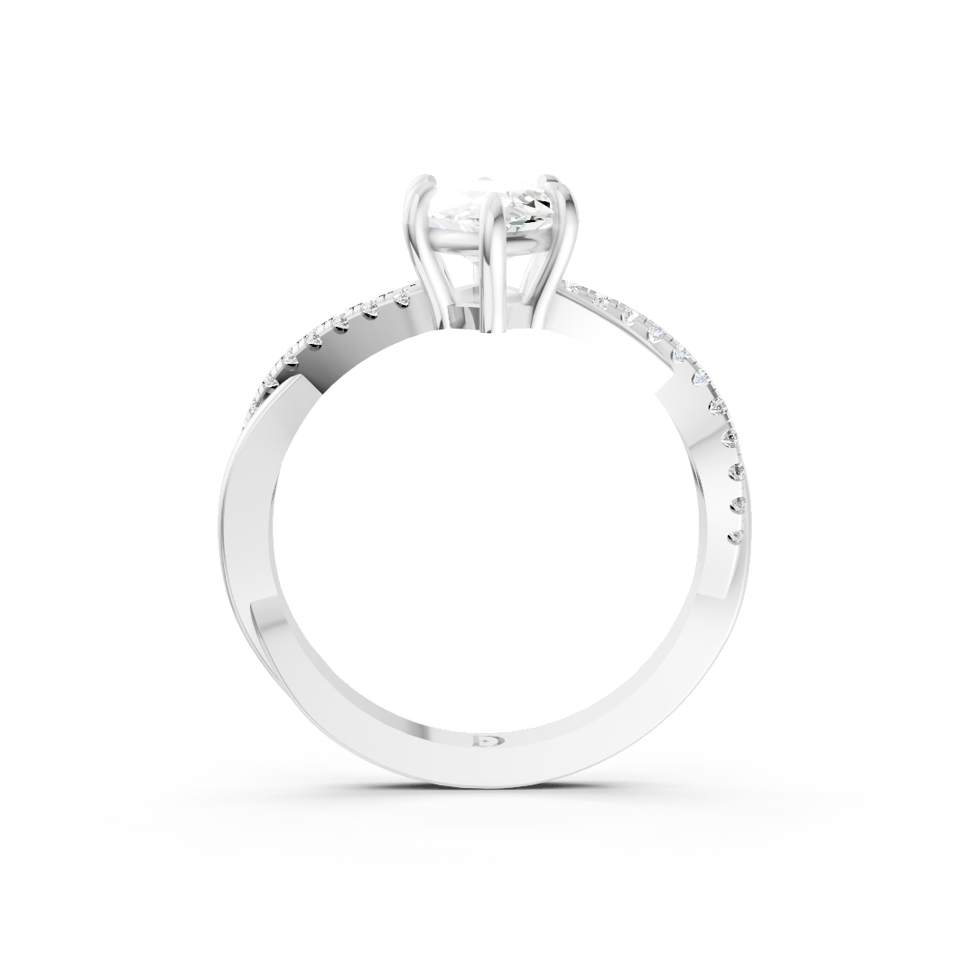 Marquise Cut Diamond Twisted Infinity Ring With Half-Pavé Shank