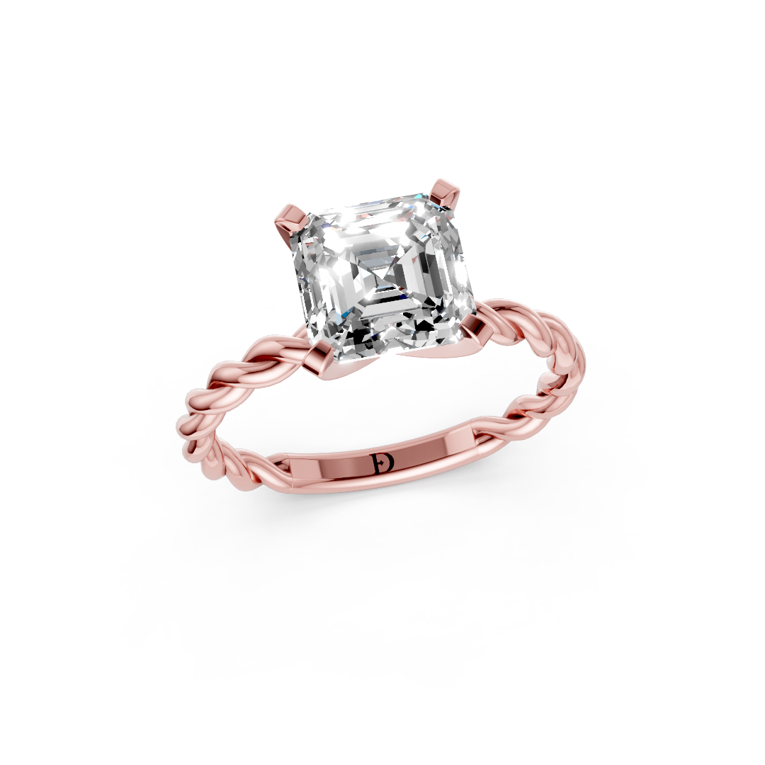 Asscher Diamond Twisted Shank Ring