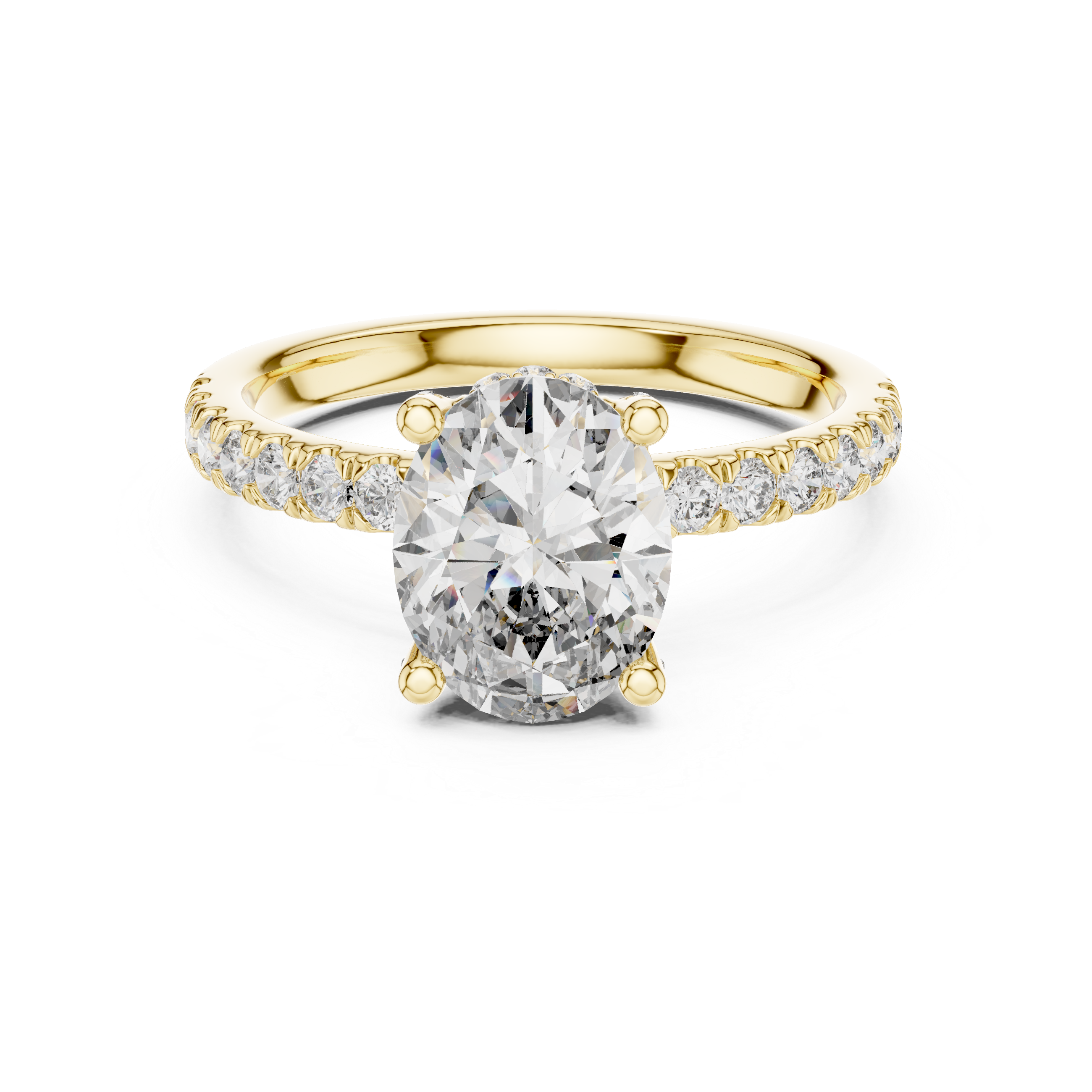 Oval Cut Micro Pave Hidden Halo Ring
