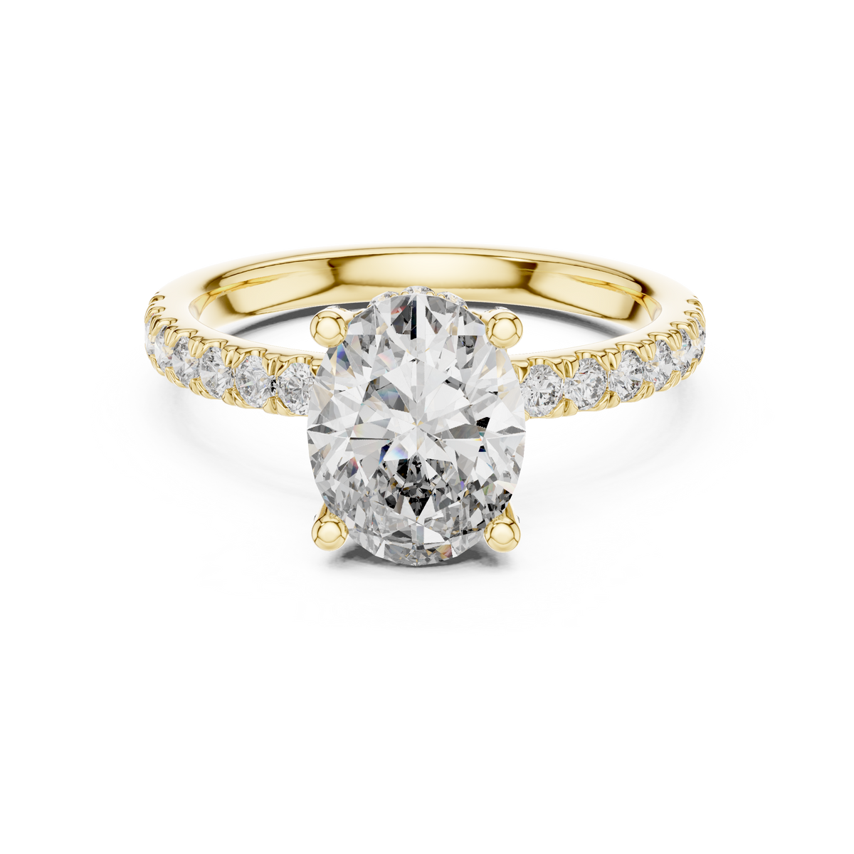 Oval Cut Micro Pave Hidden Halo Ring