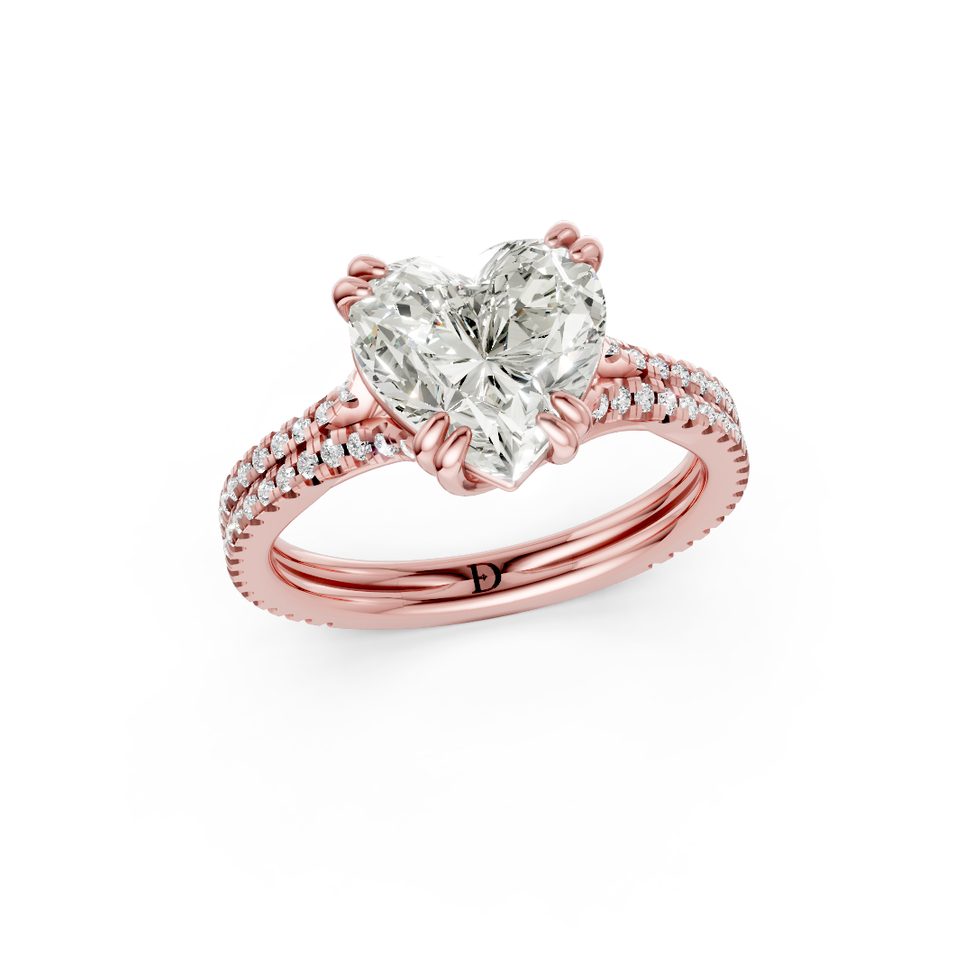 Heart Diamond Double Band Engagement Ring