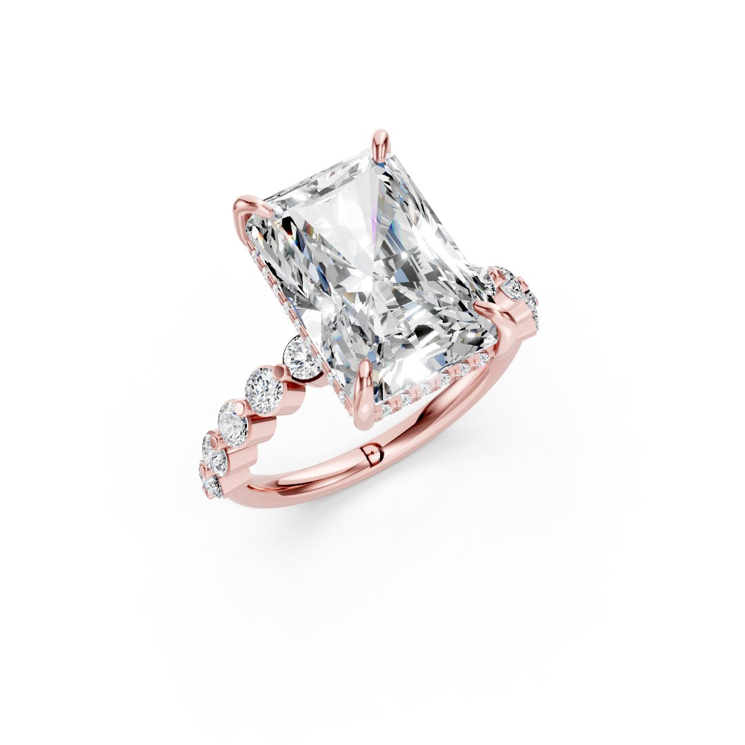 Radiant Cut Lab Grown Diamond Hidden Halo Ring