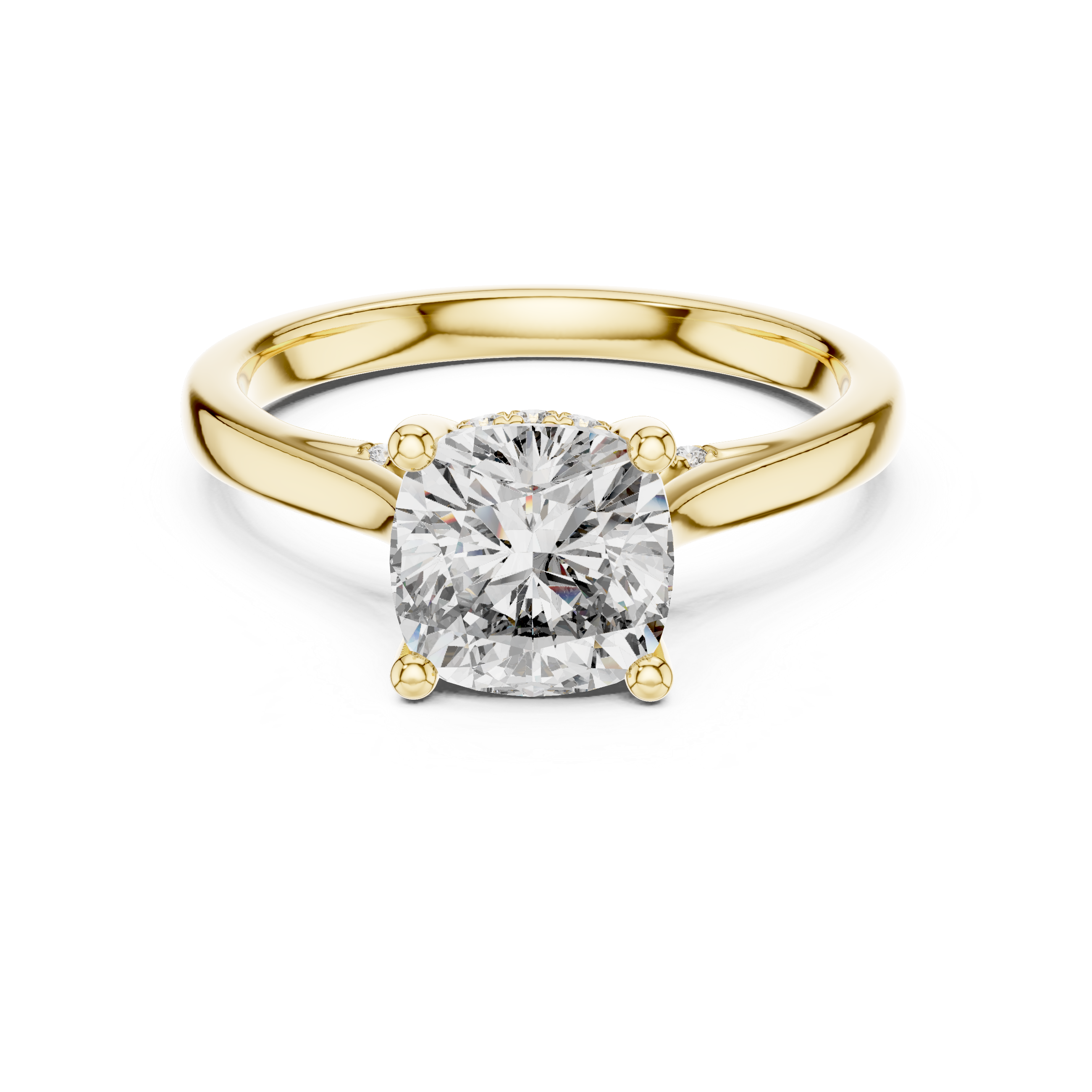 Pave Bridge Cushion Diamond Proposal Ring