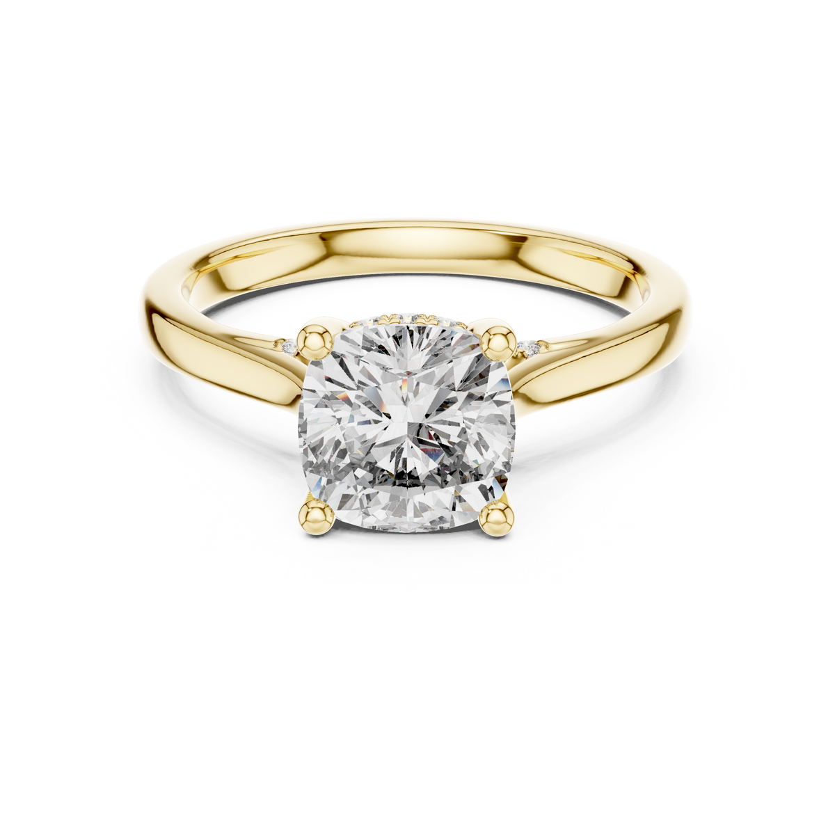 Pave Bridge Cushion Diamond Proposal Ring