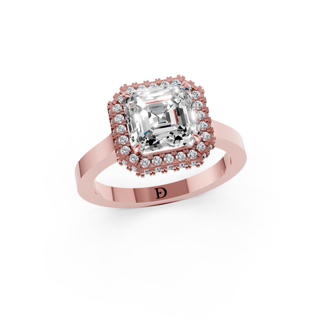 Asscher Diamond Double Halo Ring