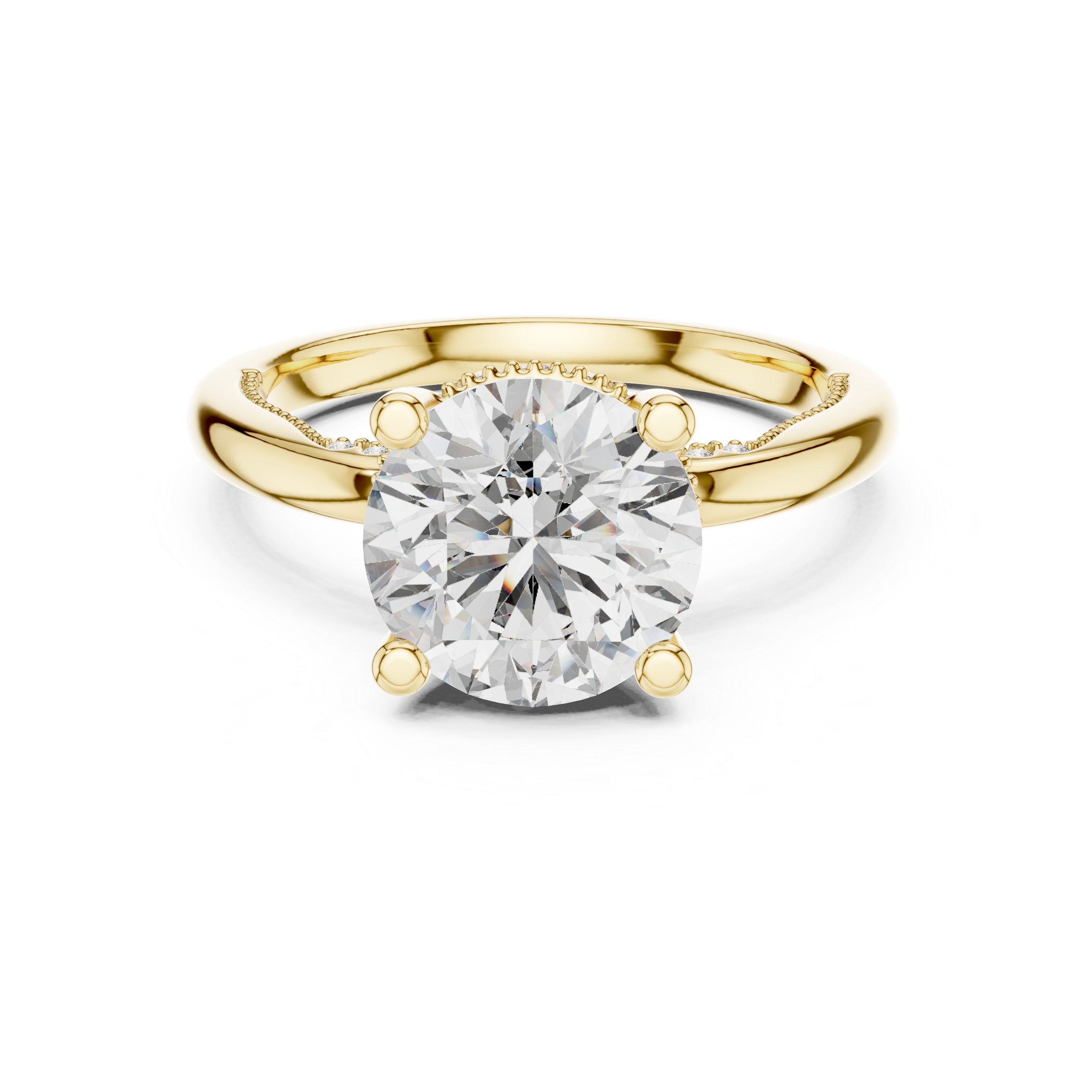 Round Cut Diamond Vintage Inspired Milgrain Wedding Ring