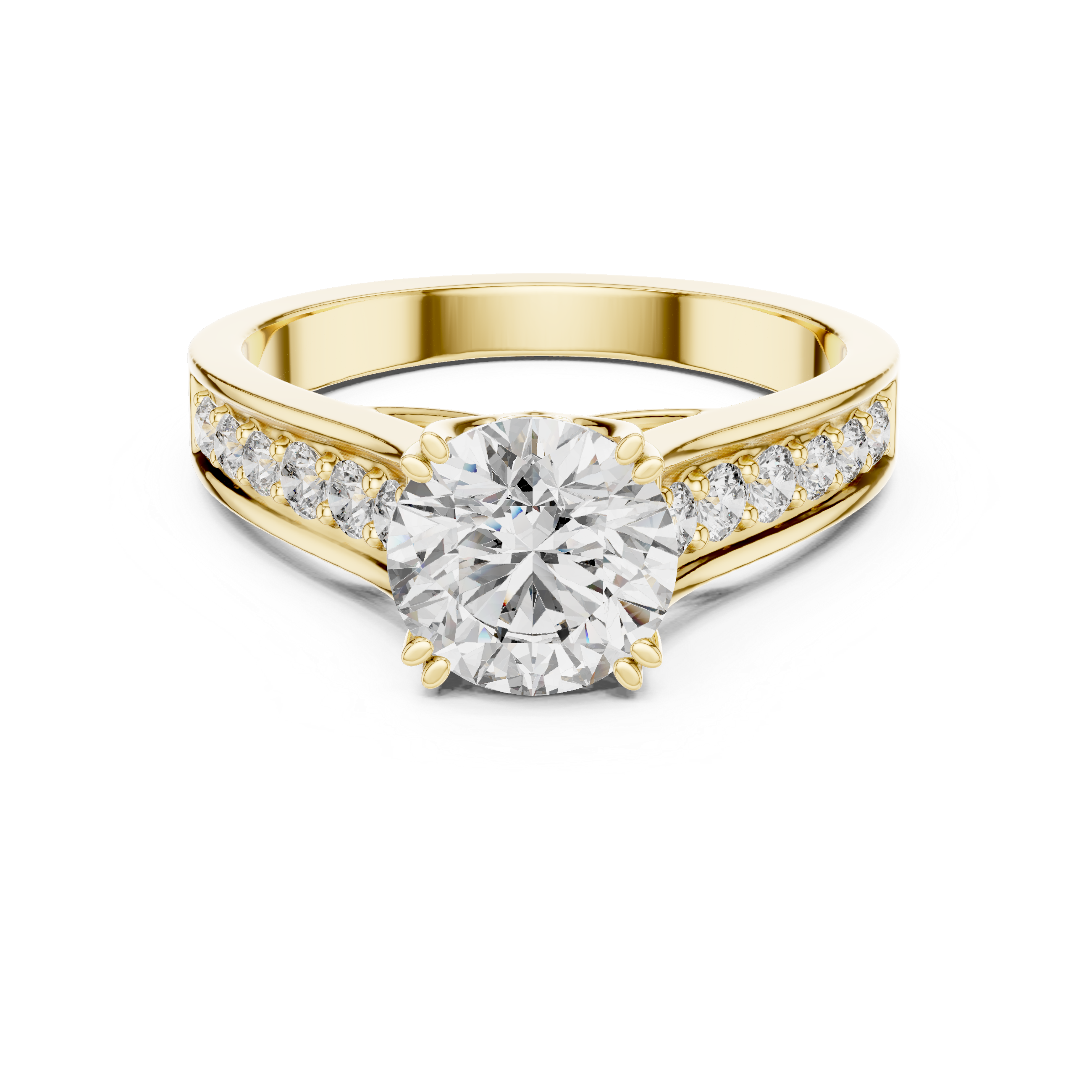 Round Cut Pave Tapered Shank Ring