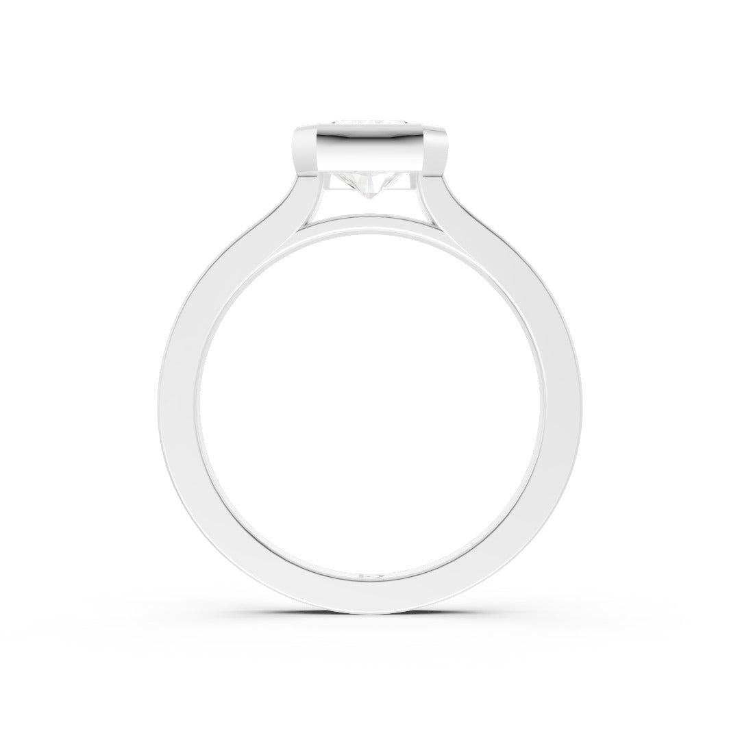 Radiant Cut Bezel Solitaire Lab Diamond Wedding Ring