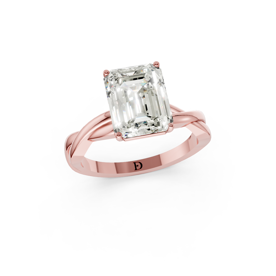 Emerald Cut Diamond Crisscross Ring