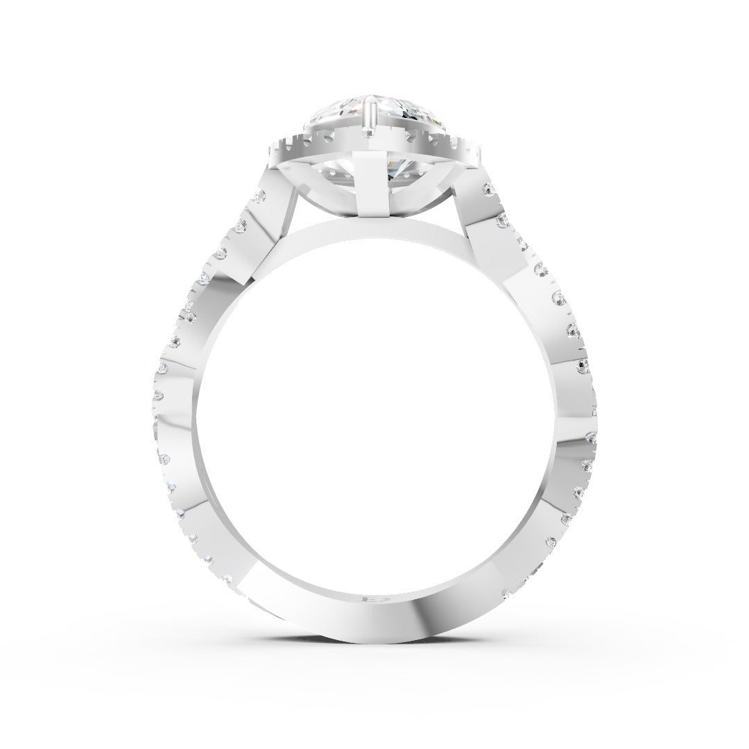 Marquise Cut Diamond Halo with Twisted Pave Ring