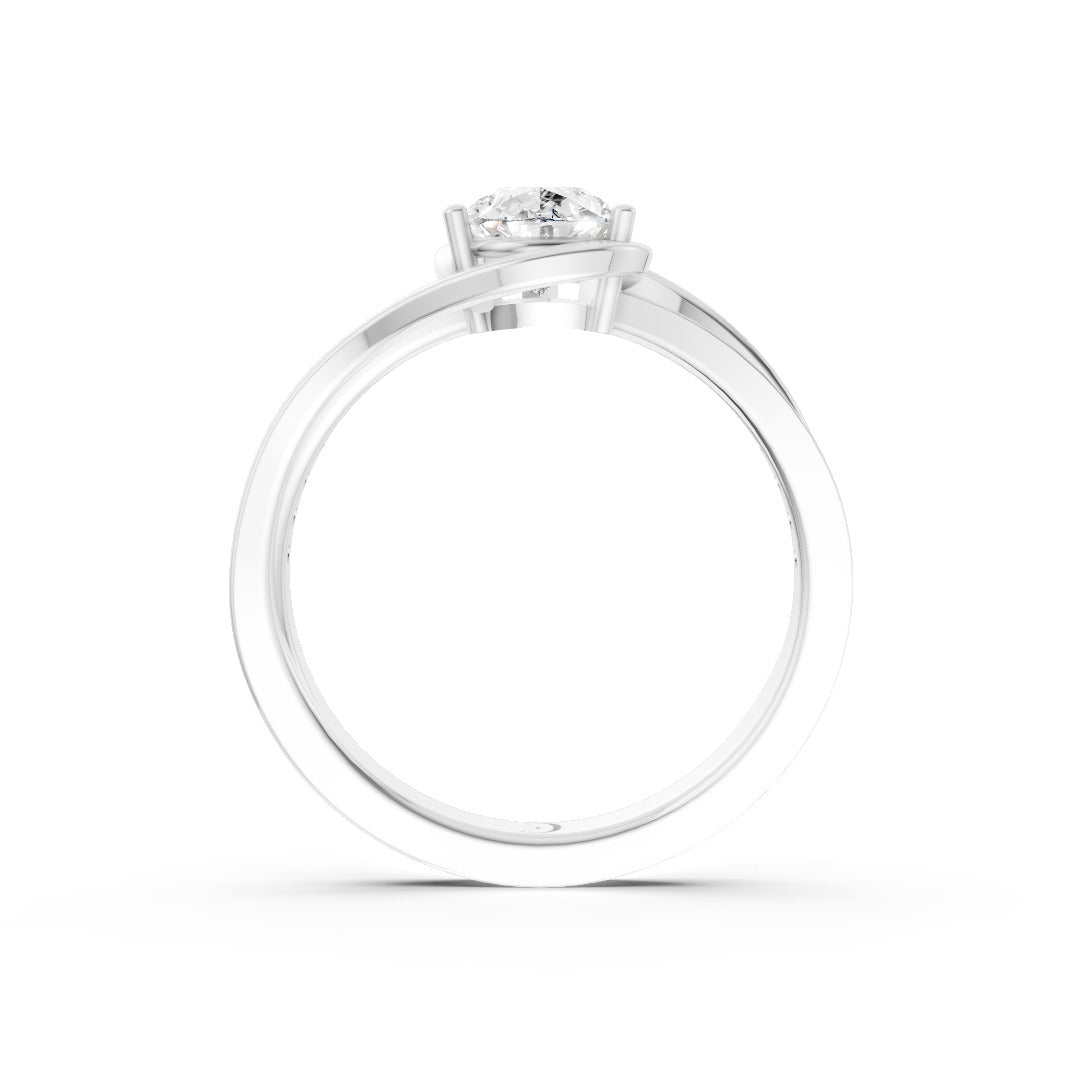 Pear Accented Bypass Lab Diamond Engagement Ring