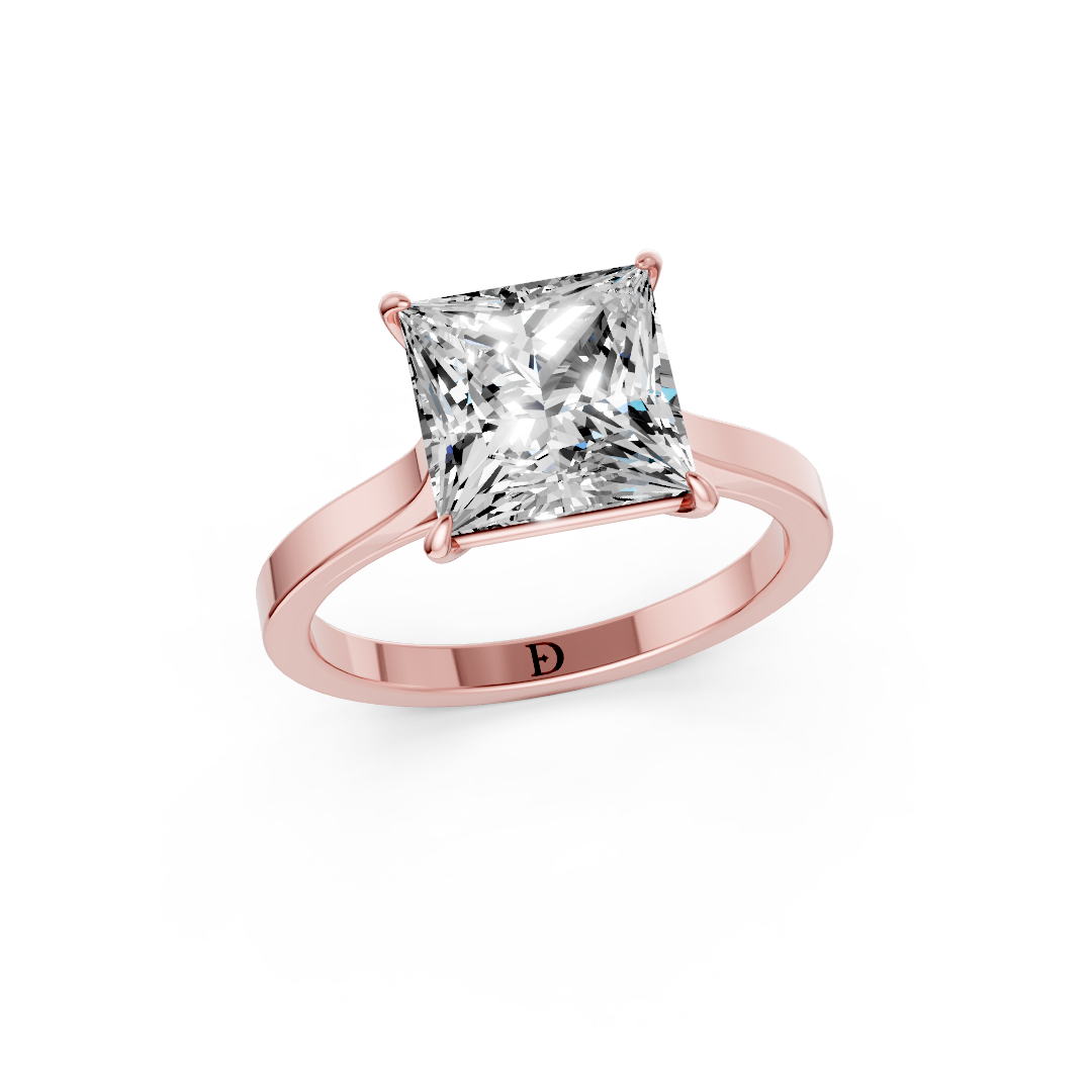 Princess Solitaire Cathedral Shank Ring