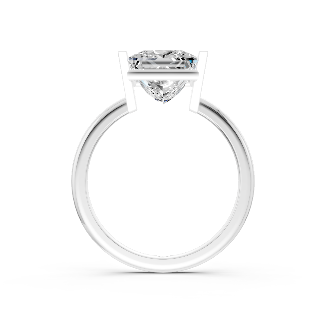 Princess Cut Half Bezel Set Ring