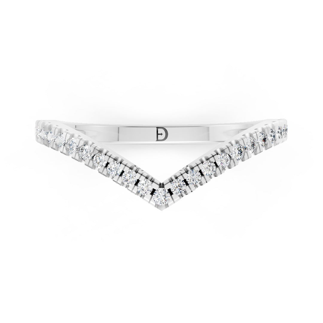 V Shaped Chevron Band Lab Grown Diamond Wedding Band