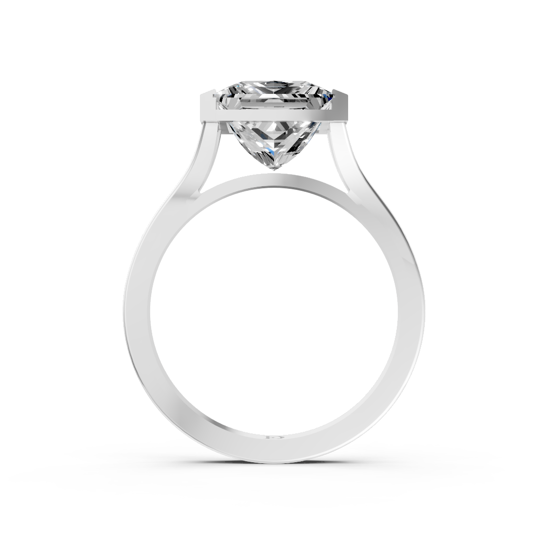 Princess Cathedral Half Bezel Solitaire Ring