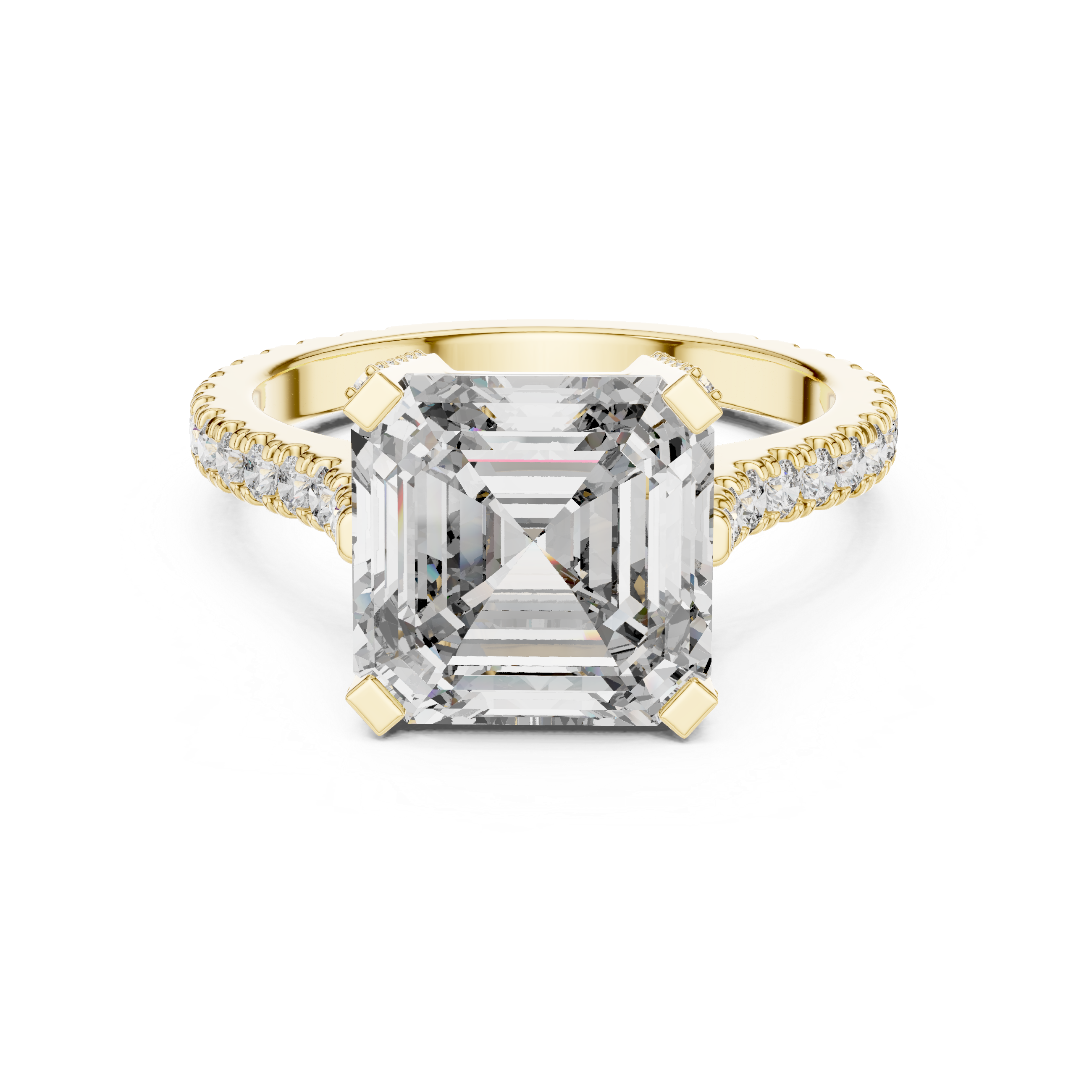 Asscher Cut Geometric Encrusted Ring