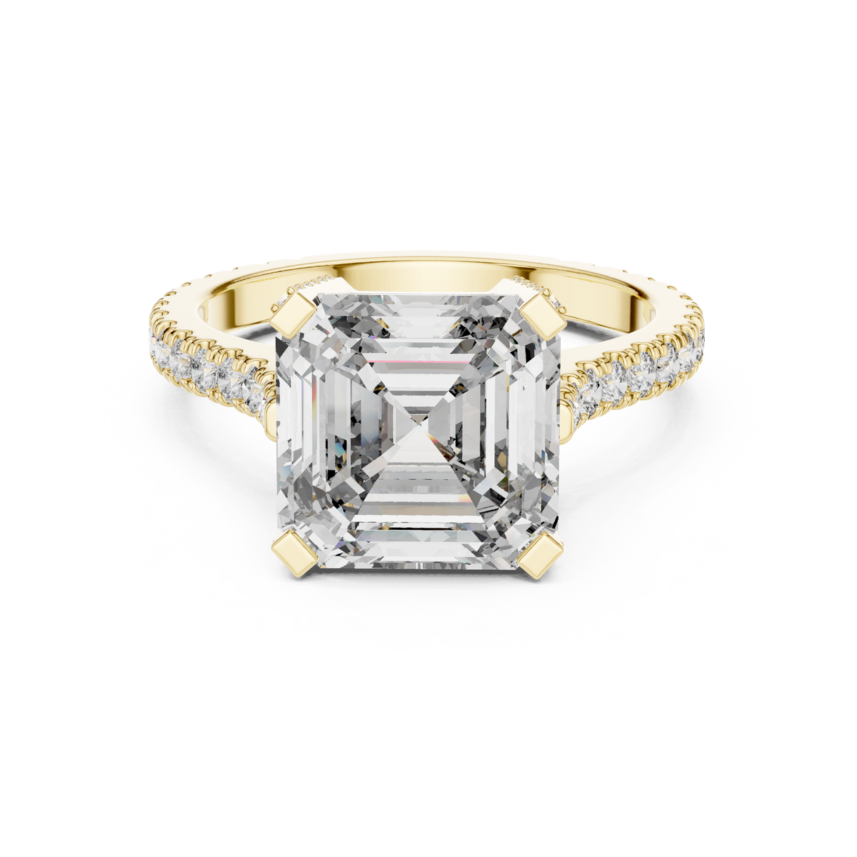 Asscher Cut Geometric Encrusted Ring