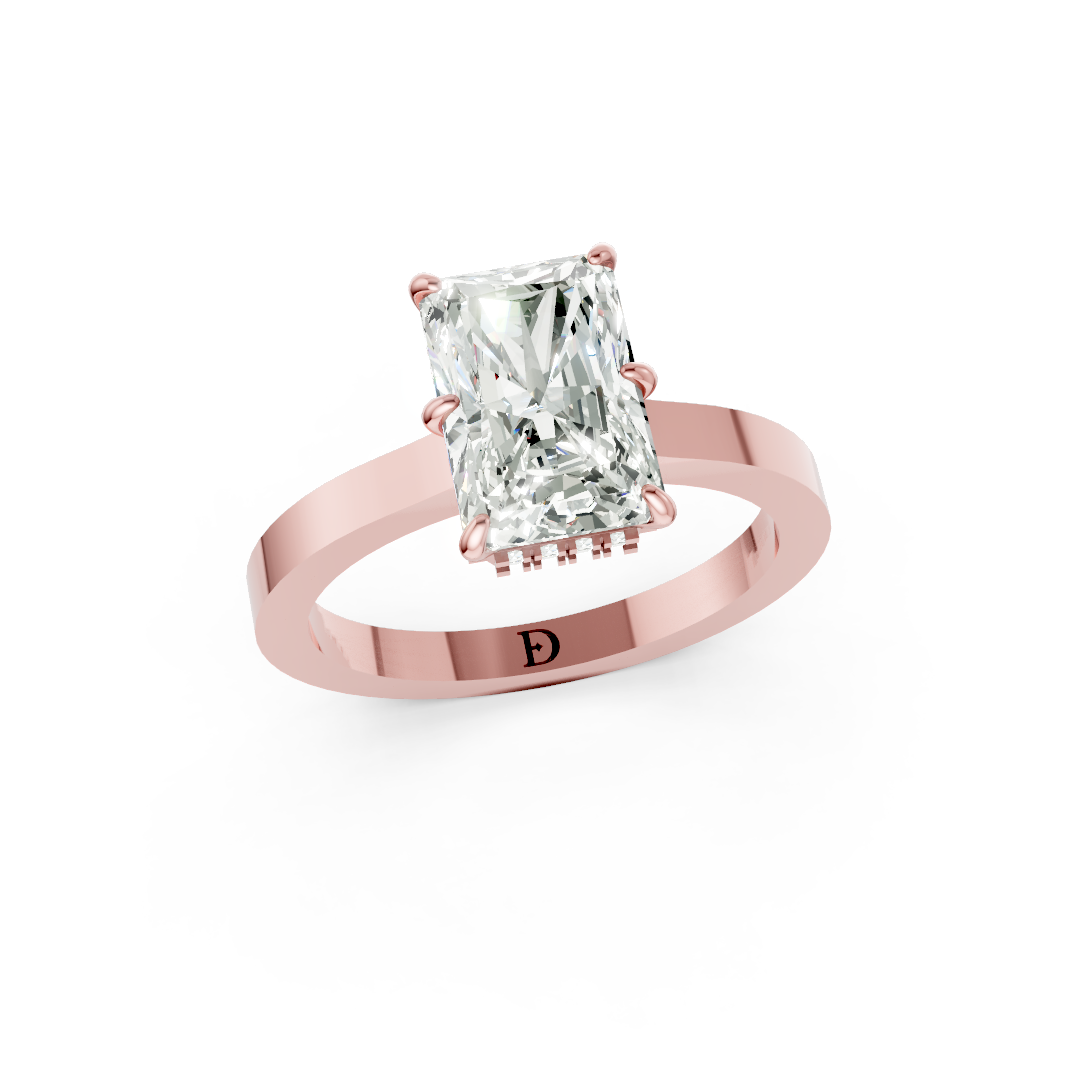 Radiant Solitaire Diamond Hidden Halo Ring