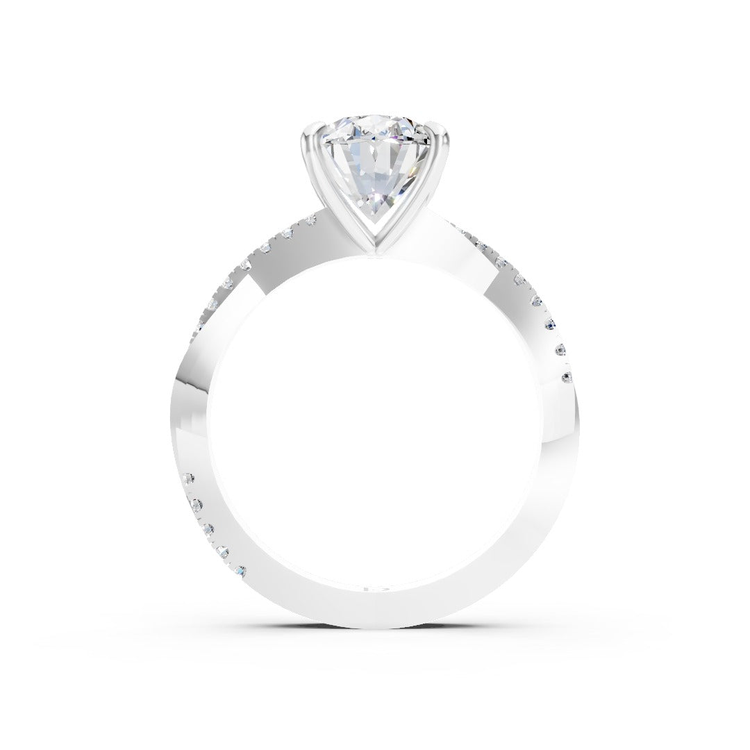 Oval Cut Diamond Twisted Anniversary Ring With Pave Band