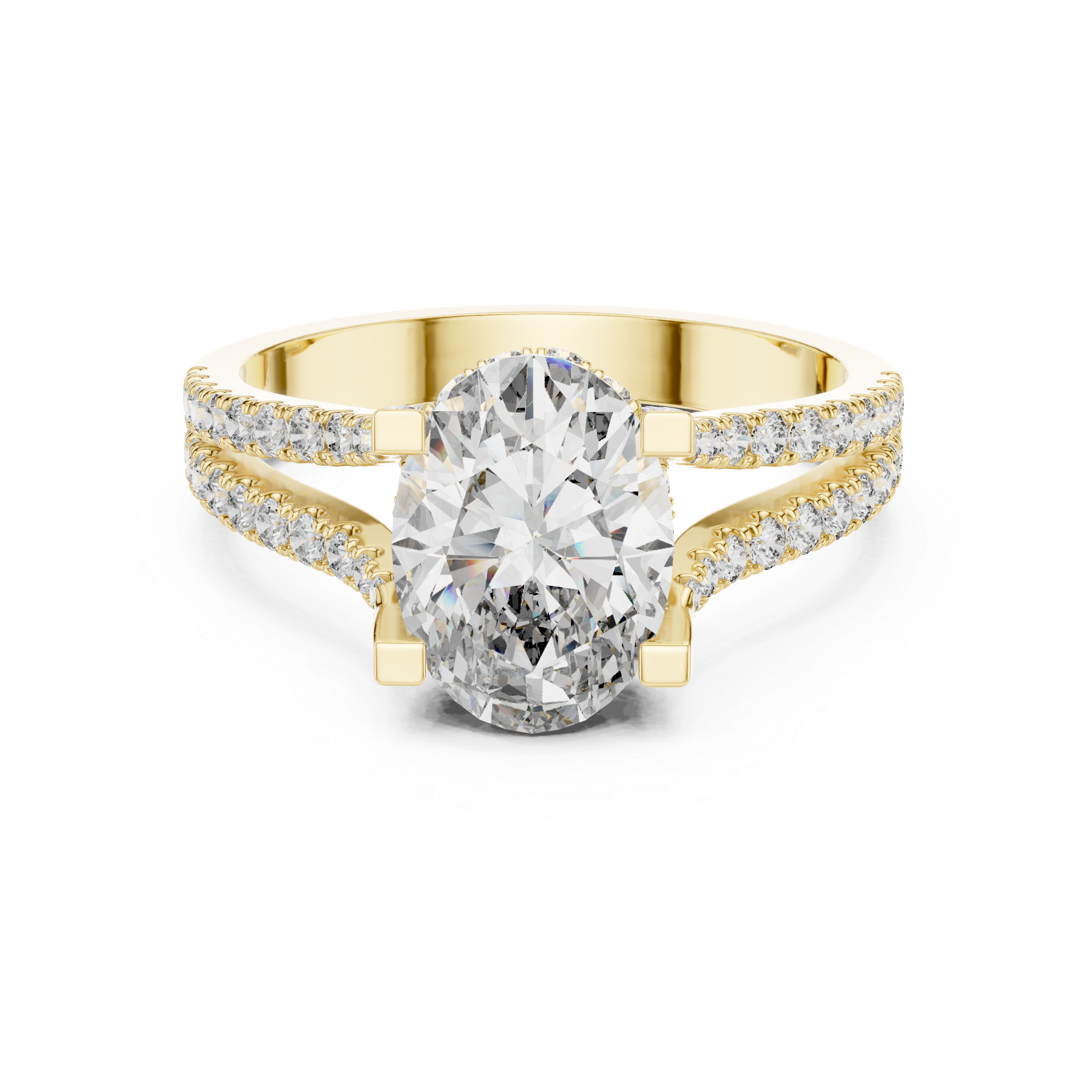 Oval Cut Split Shank Pave Anniversary Ring