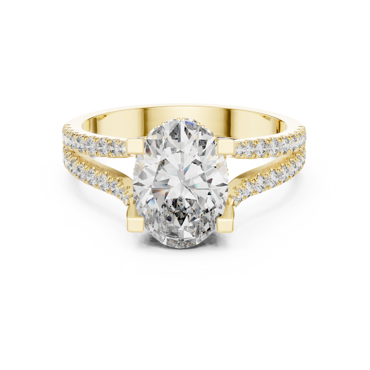 Oval Cut Split Shank Pave Anniversary Ring