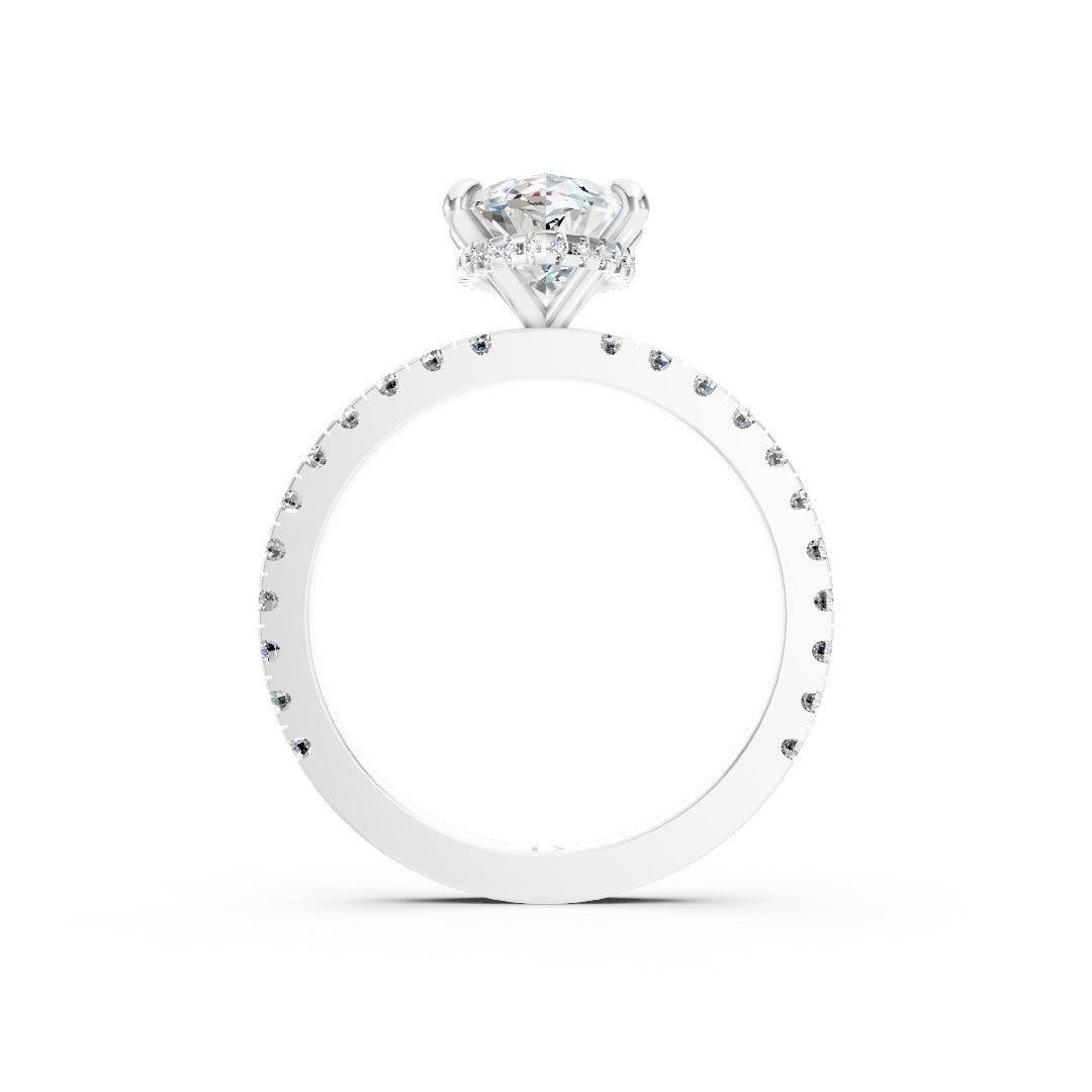 Marquise Diamond With Hidden Halo Anniversary Ring