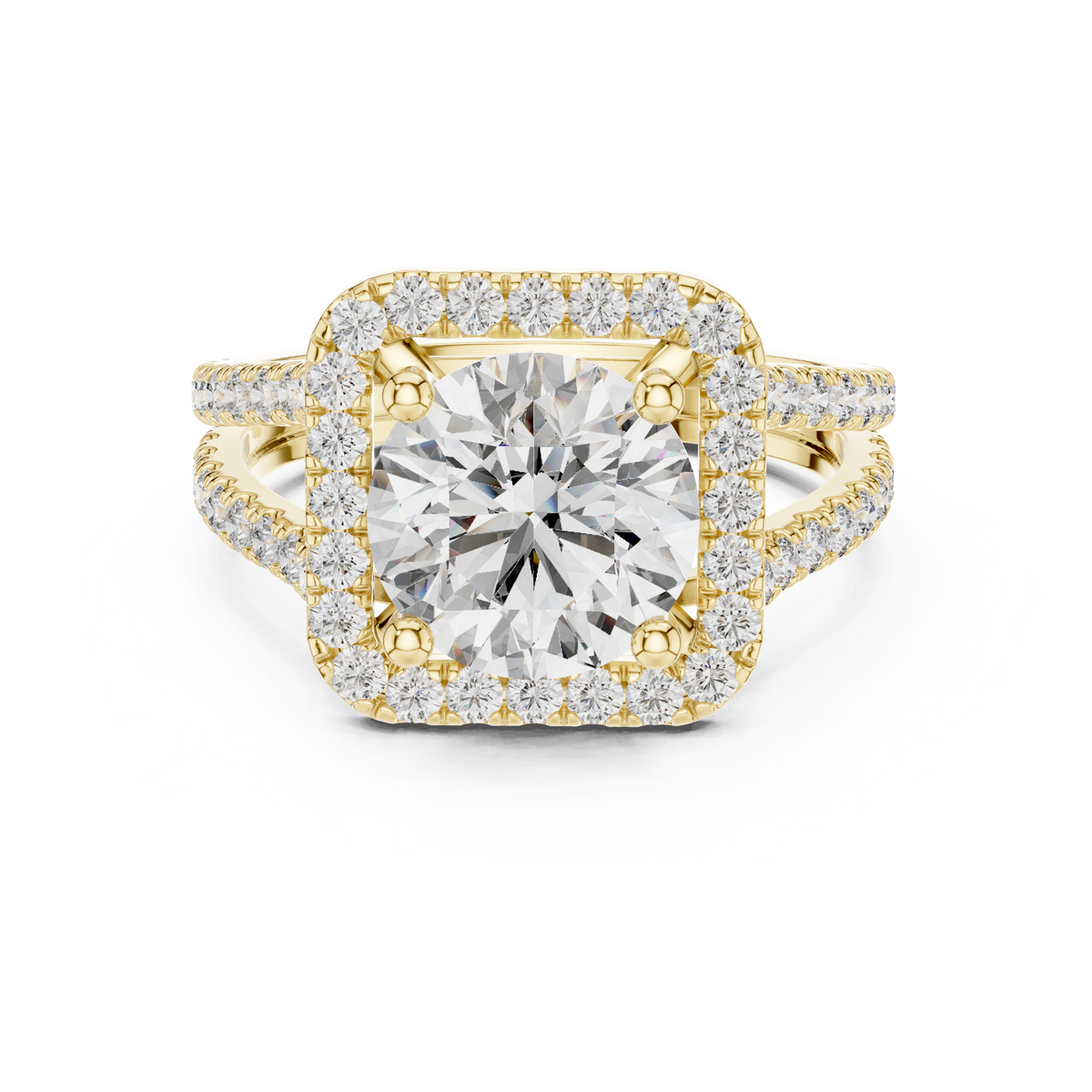 Round Diamond Split Shank With Floating Halo Ring