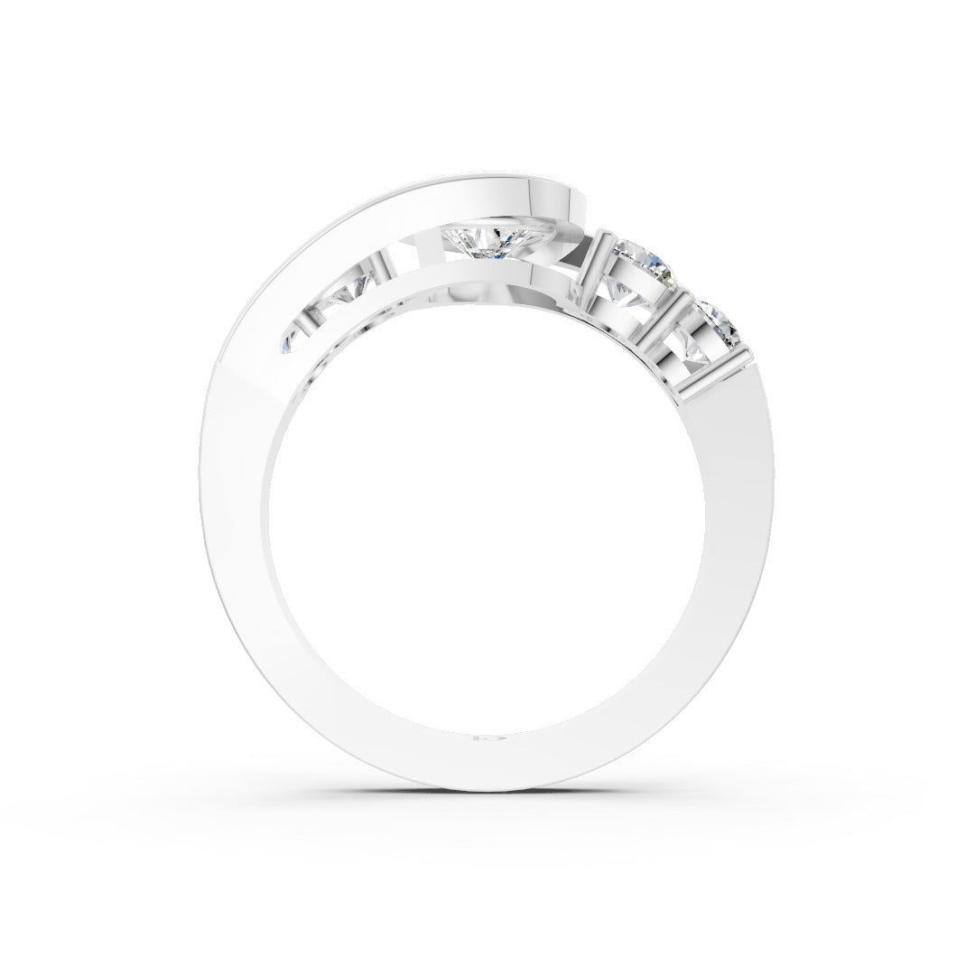 Unique Five-Stone Pear And Round Diamond Ring