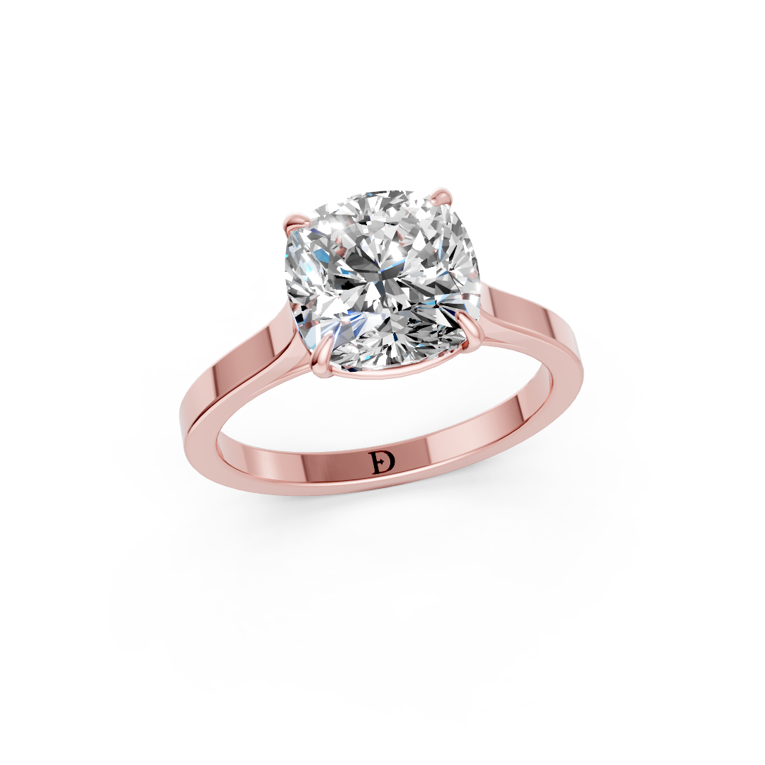Cushion Solitaire Cathedral Shank Ring