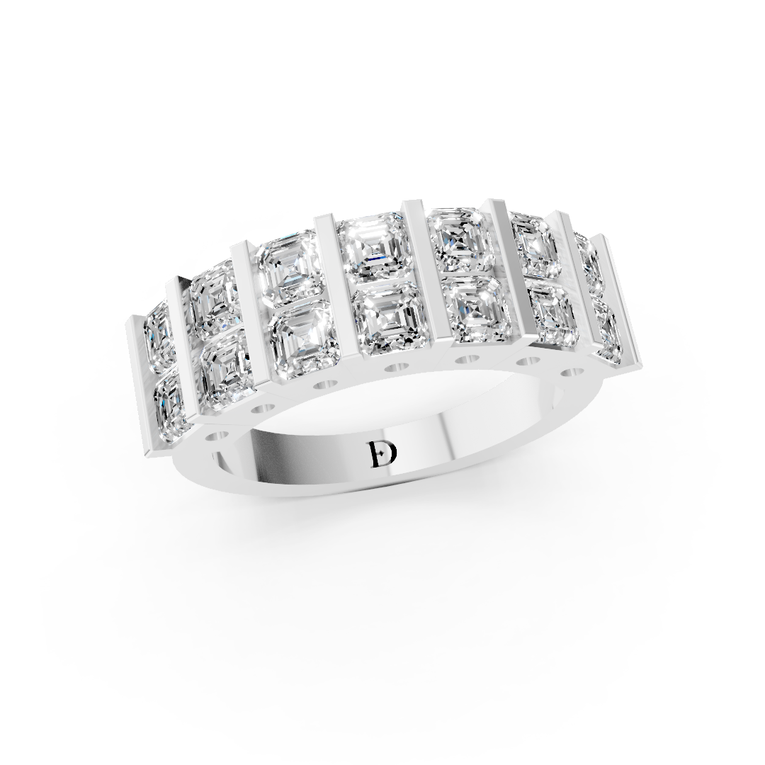 Asscher Double Row Diamond Band