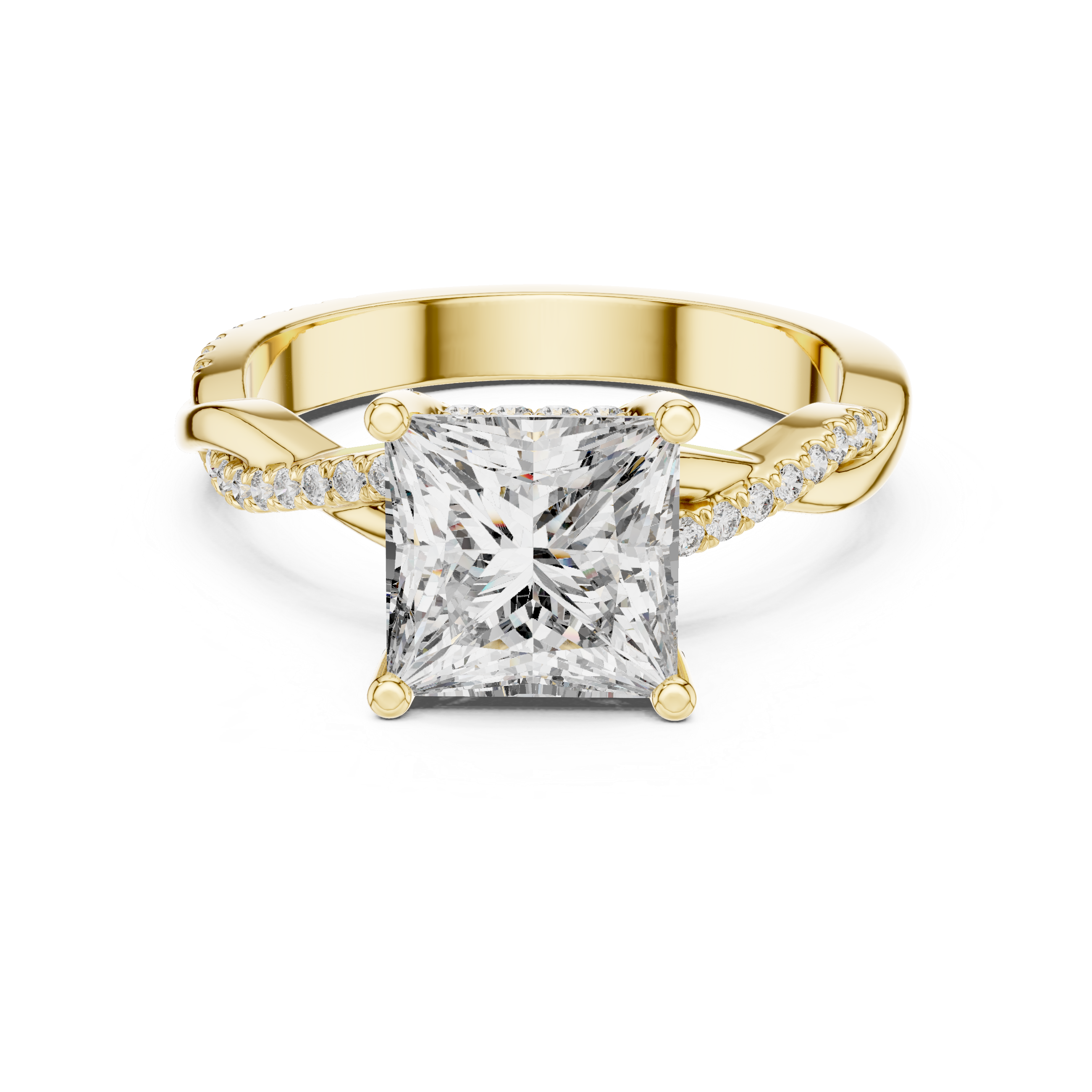 Princess Cut Hidden Halo Twisted Ring