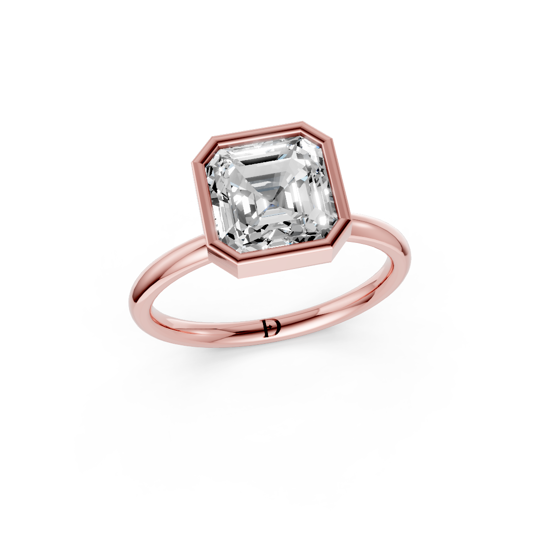 Asscher Solitaire Bezel Ring