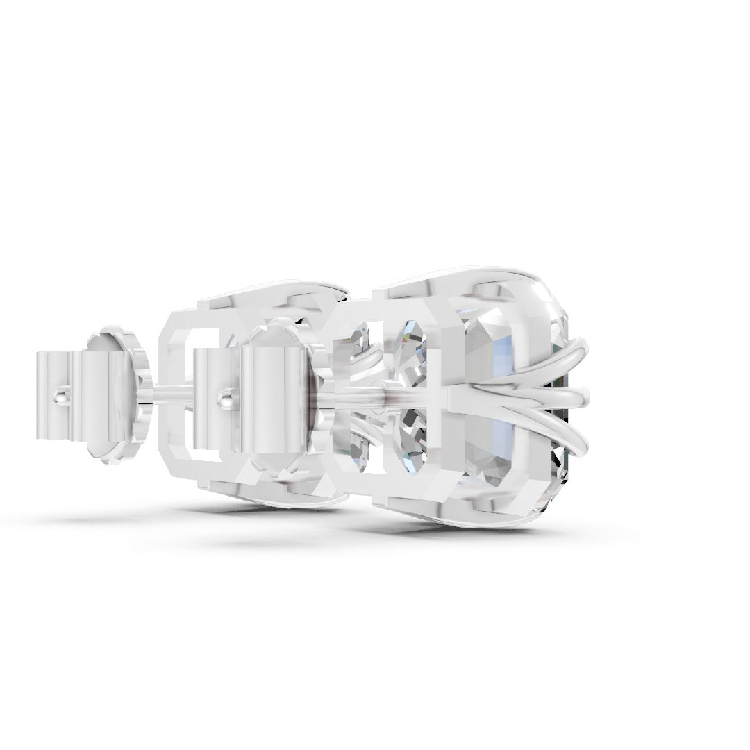 Asscher Brilliant Lab Grown Diamond Stud Earrings