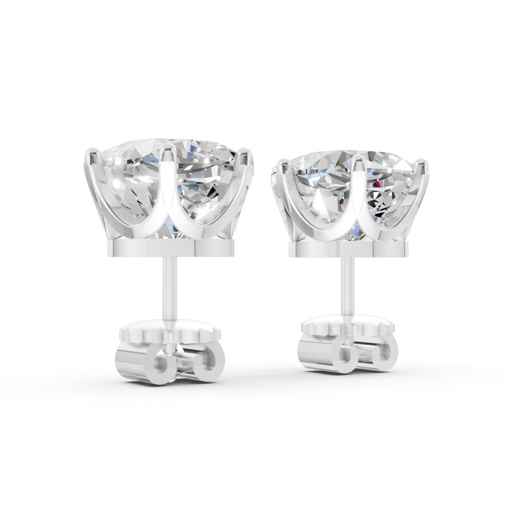 Cushion Cut Lab Diamond Six Prong Crown Stud Earrings