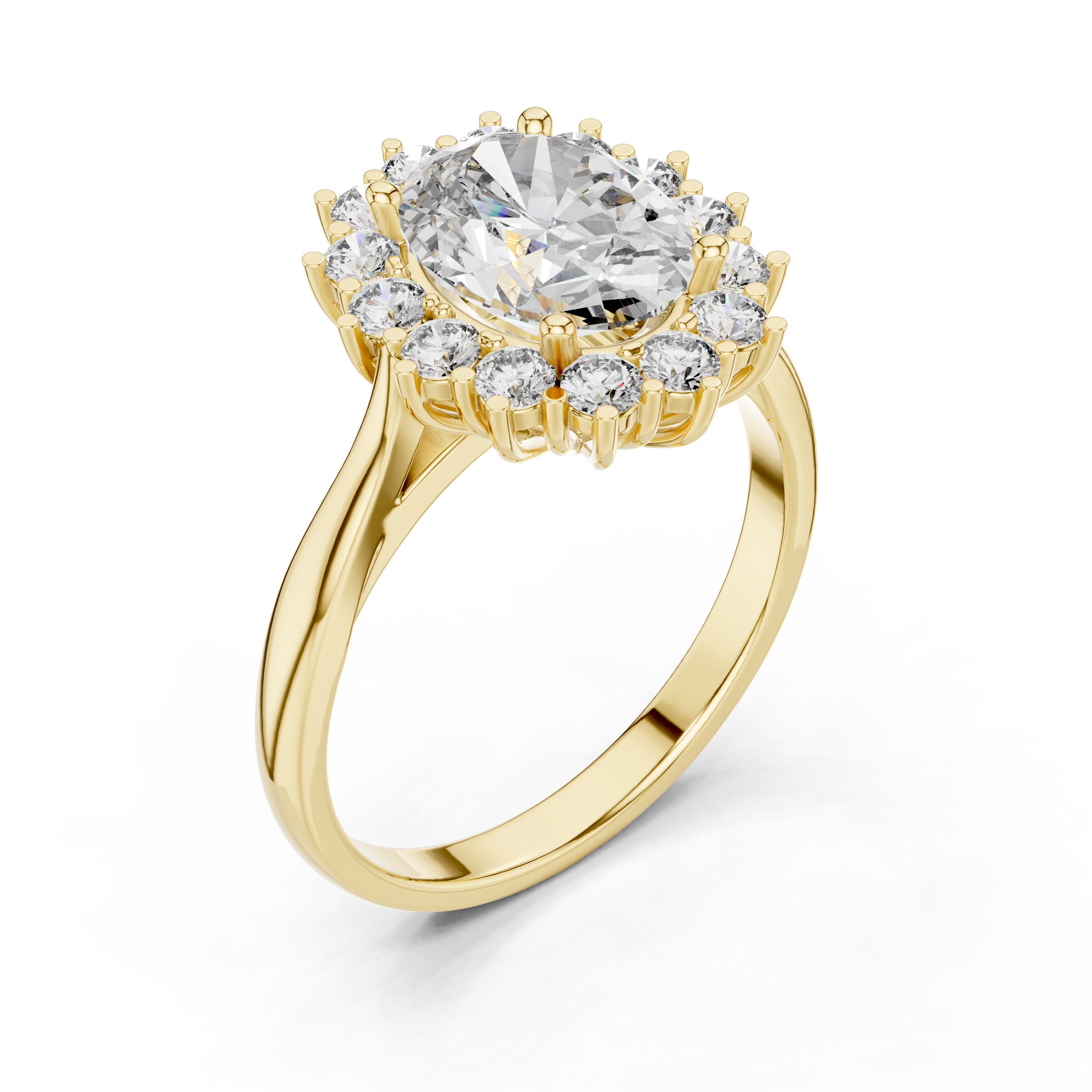 Oval Cut Diamond Sunburst Halo Promise Ring