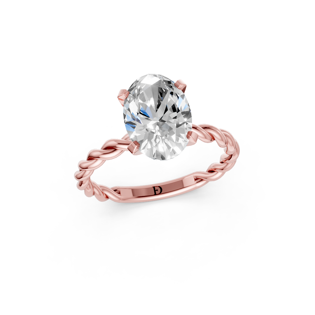 Oval Diamond Twisted Shank Ring