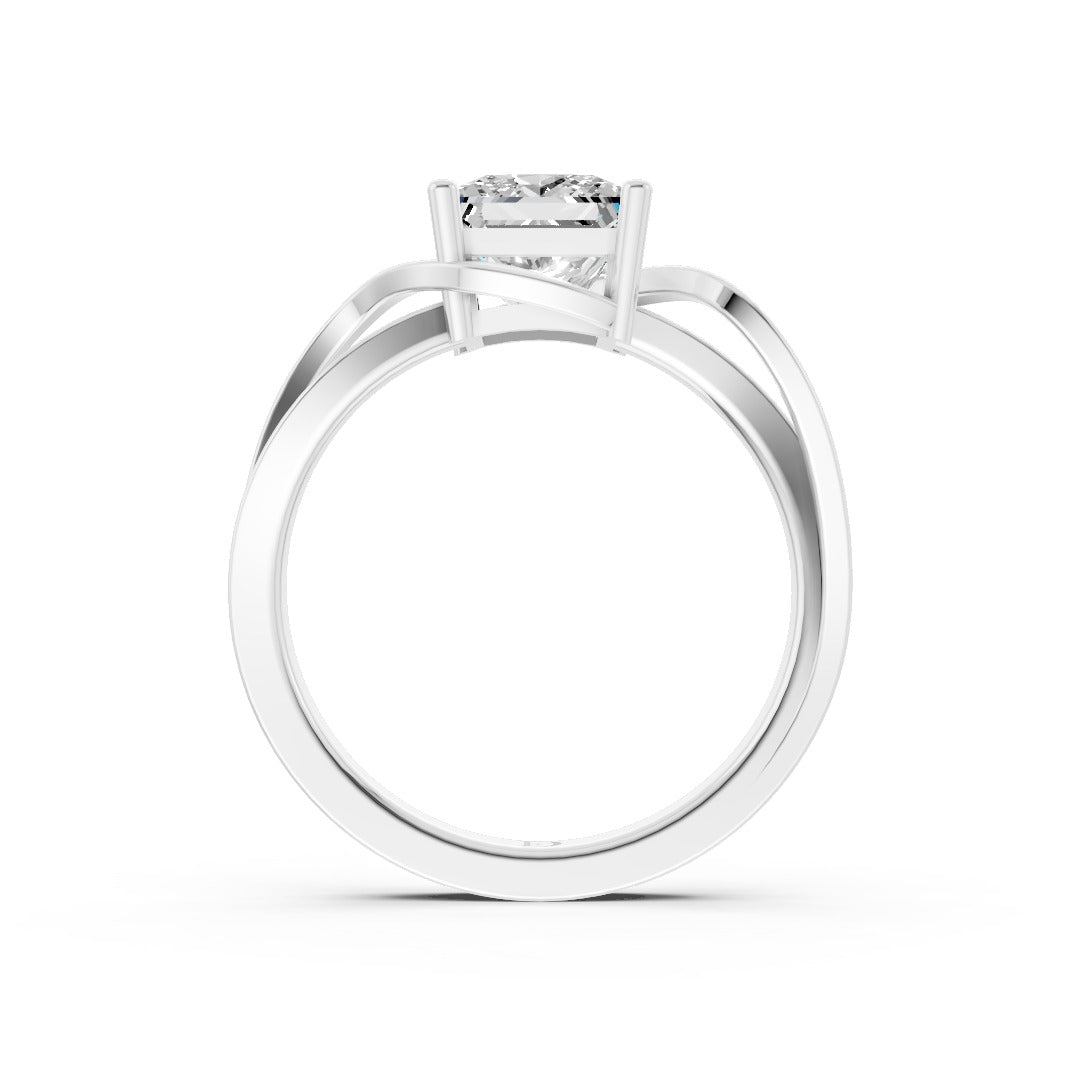 Princess Cut Diamond Bypass With Ribbon Wrap Set Ring